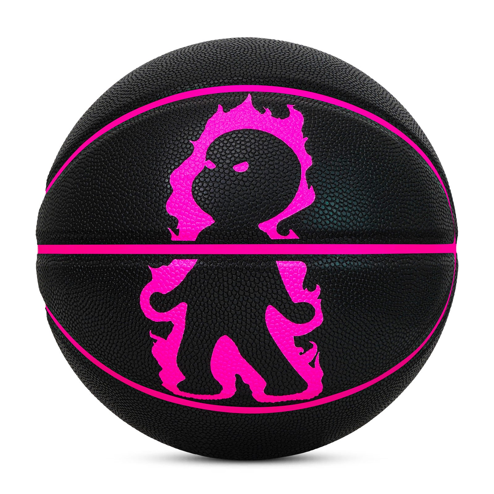 Luminous Fire Figure Basketball, Magenta & Yellow Luminous, Size 7 (29.5"), with Luminous Coating & Hygroscopic PU Leather