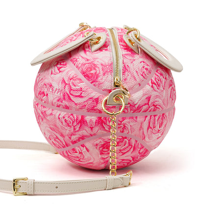 "Pink Rose Bloom" Size-6 Basketball Bag & Handbag