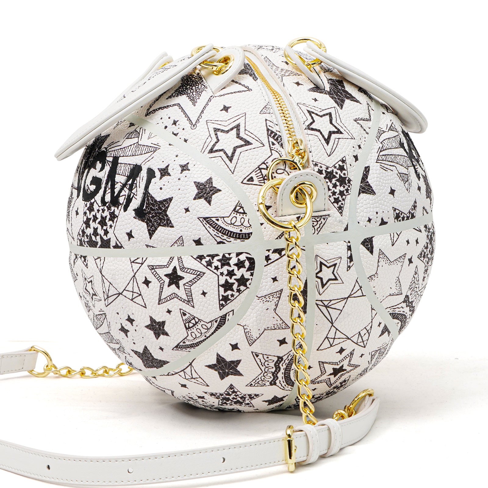 "Black & White Star Print" Size-7 Basketball Bag & Handbag