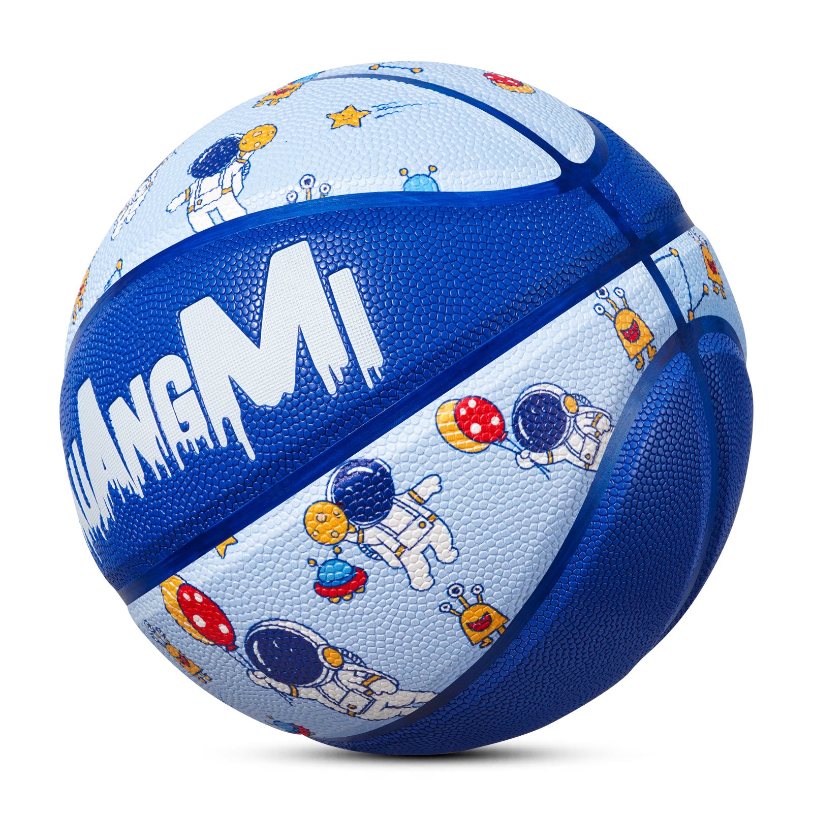 Kuangmi Kids' Blue Astronaut Basketball, Size 5 (27.5"), Hygroscopic PU Leather