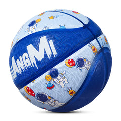 Kuangmi Kids' Blue Astronaut Basketball, Size 5 (27.5"), Hygroscopic PU Leather