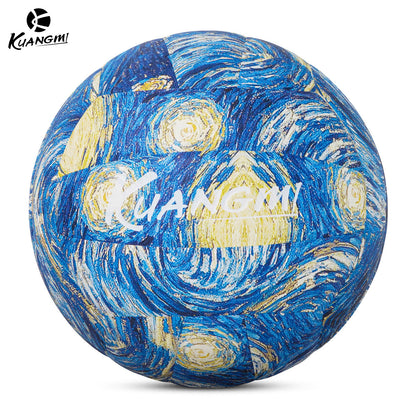 Kuangmi Van Gogh Starry Night Volleyball, Size 5, PU Material - For Men & Women Training, Soft & Hard Court Use