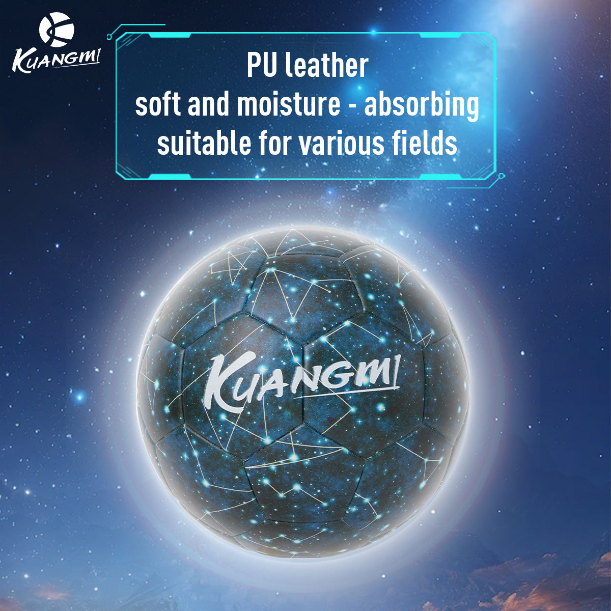 Kuangmi Starfield Luminous Size 5 Football - Premium Luminous PU Material for Nighttime Training and Game Play