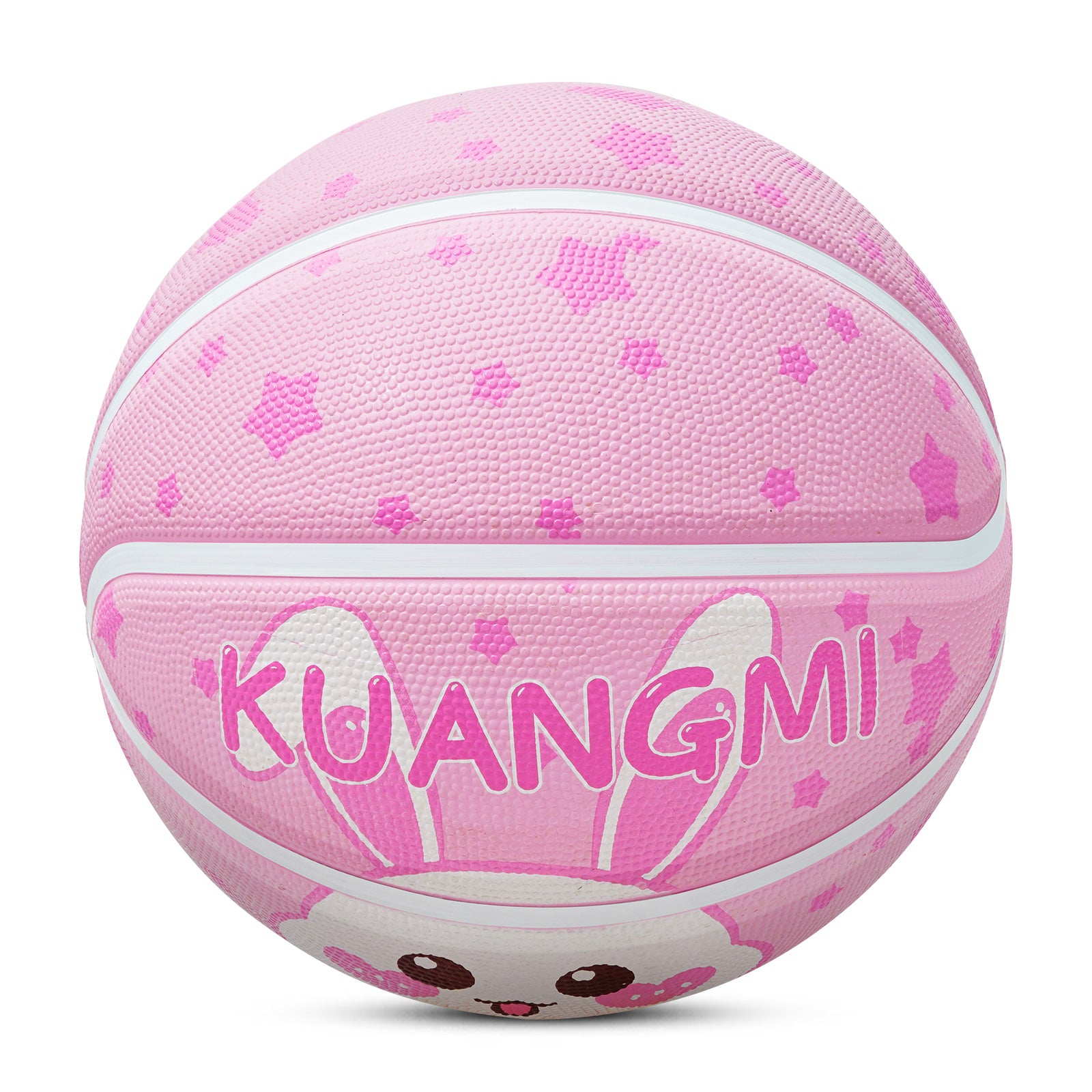 Kuangmi Pink Bunny Rubber Kids Basketball Gift, Size 5 (27.5"), Indoor Outdoor Play