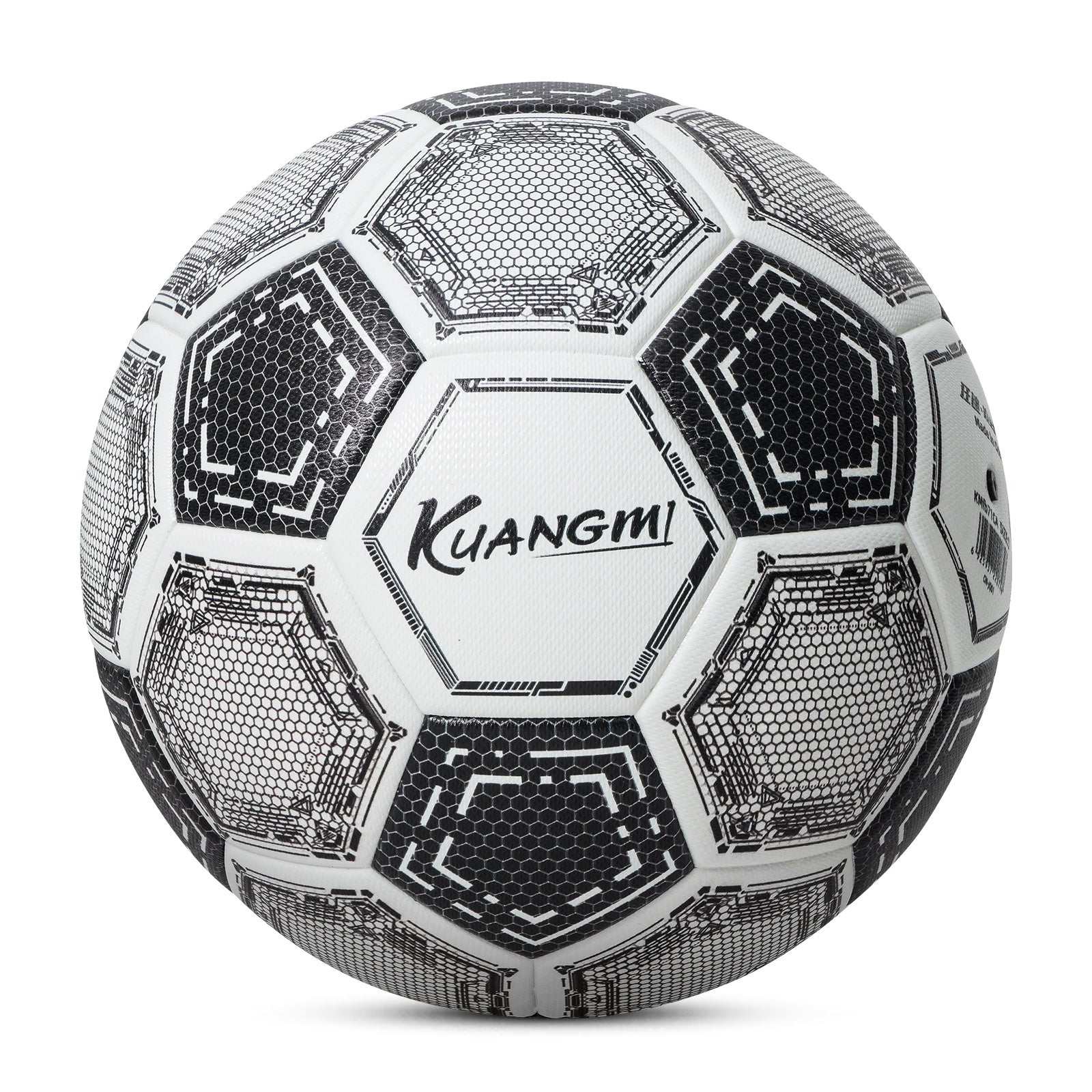 Kuangmi Mecha Honeycomb Football (Silver/Black-Gold), Size 5, PU Surface for Training & Competition