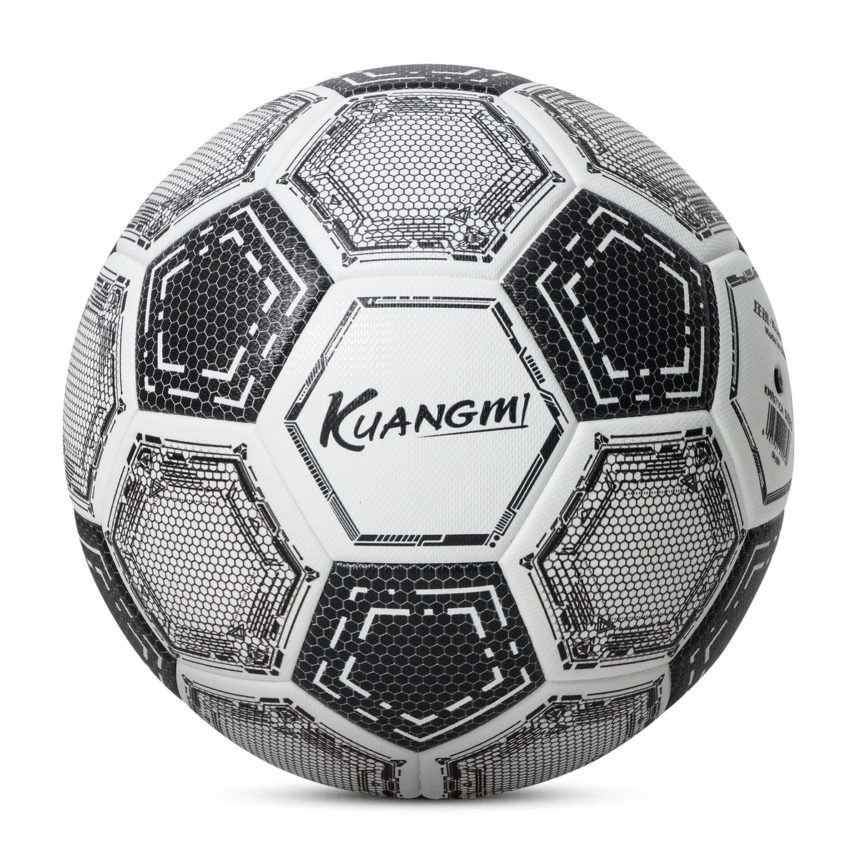 Kuangmi Mecha Honeycomb Football (Silver/Black-Gold), Size 5, PU Surface for Training & Competition