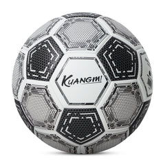 Kuangmi Mecha Honeycomb Football (Silver/Black-Gold), Size 5, PU Surface for Training & Competition