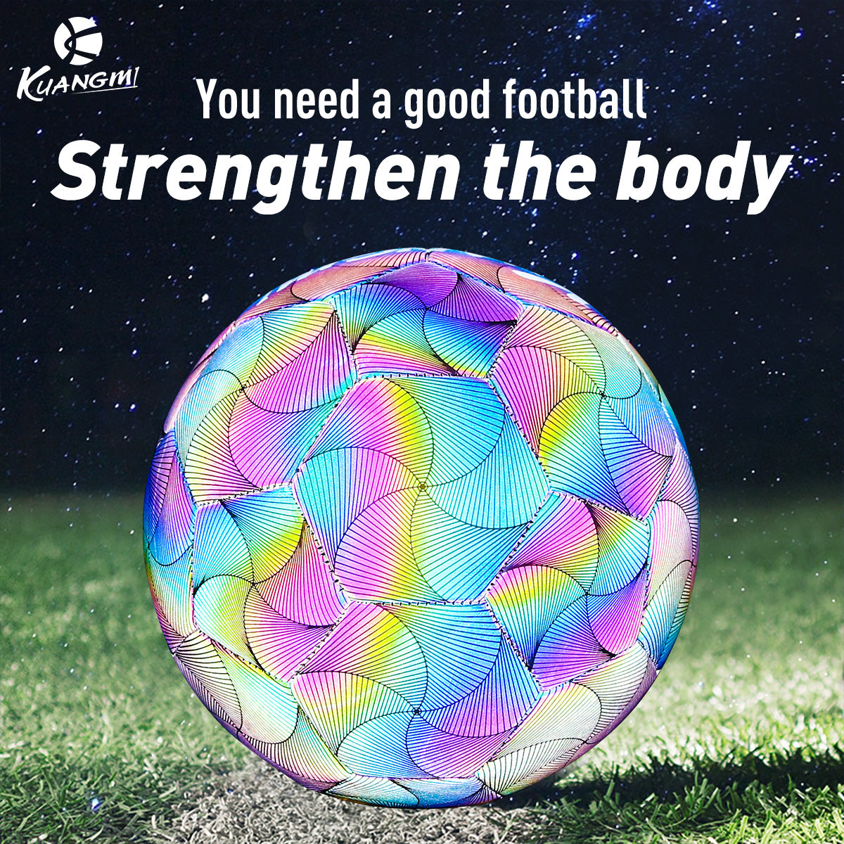 Kuangmi Reflective Size 5 Football - Featuring Reflective PU Material for Training and Game Use