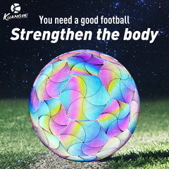 Kuangmi Reflective Size 5 Football - Featuring Reflective PU Material for Training and Game Use