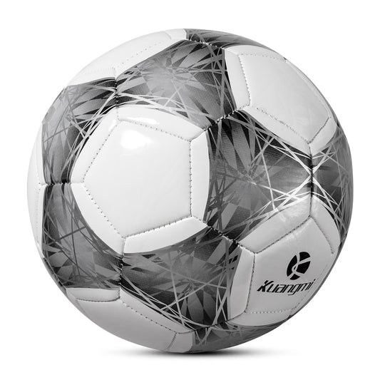Balón de fútbol geométrico Kuangmi con líneas plateadas - Talla 5