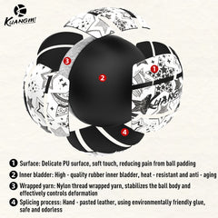 Kuangmi Star - Patterned PU Hard Volleyball, Size 5 - Ideal for Indoor & Outdoor Play