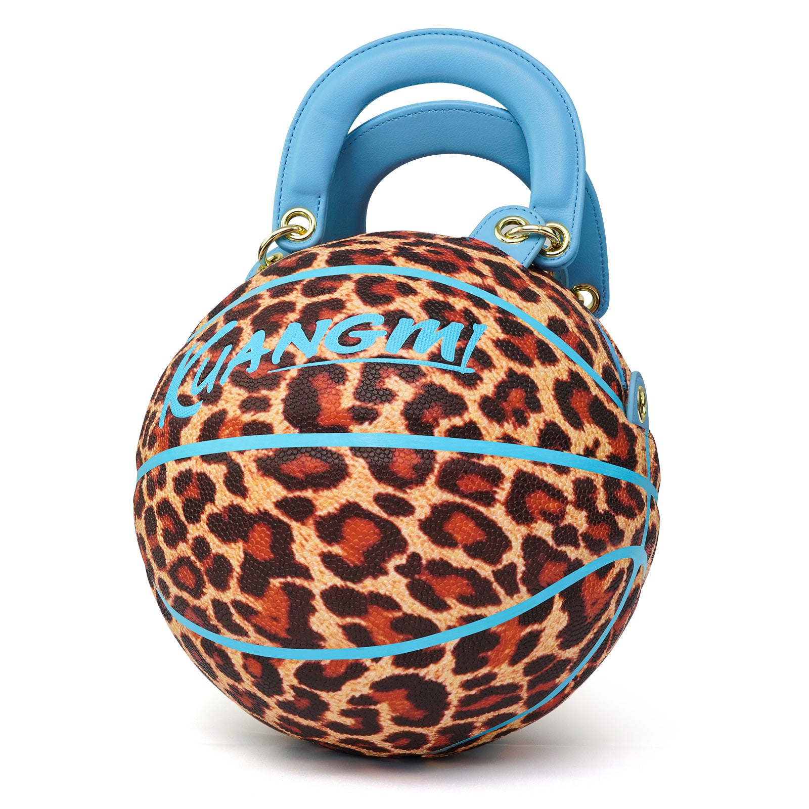 Kuangmi Blue Leopard Print Size 7 Basketball Purse & Handbag, Basketball Bag
