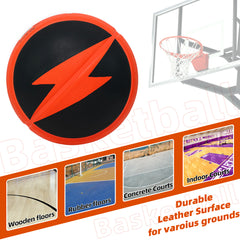 Kuangmi Lightning Rubber Basketball, Black & Red, Size 7 (29.5")