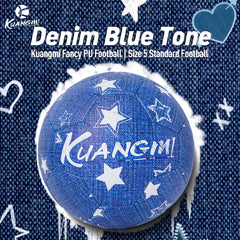 Kuangmi Denim Blue Size 5 Football - Featuring PU Material for Indoor and Outdoor Play