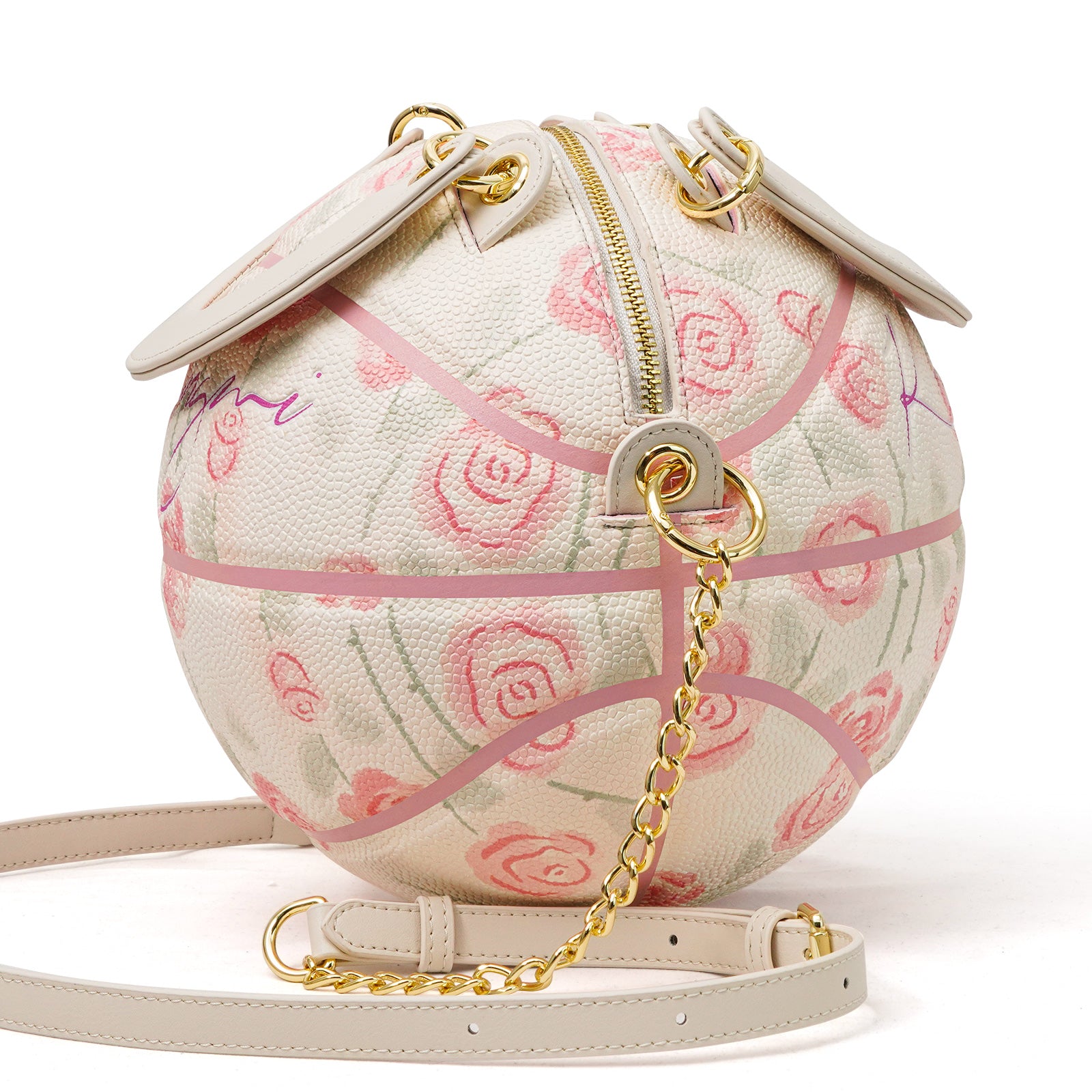 "Pink Rose Pattern" Size-6 Basketball Bag & Handbag