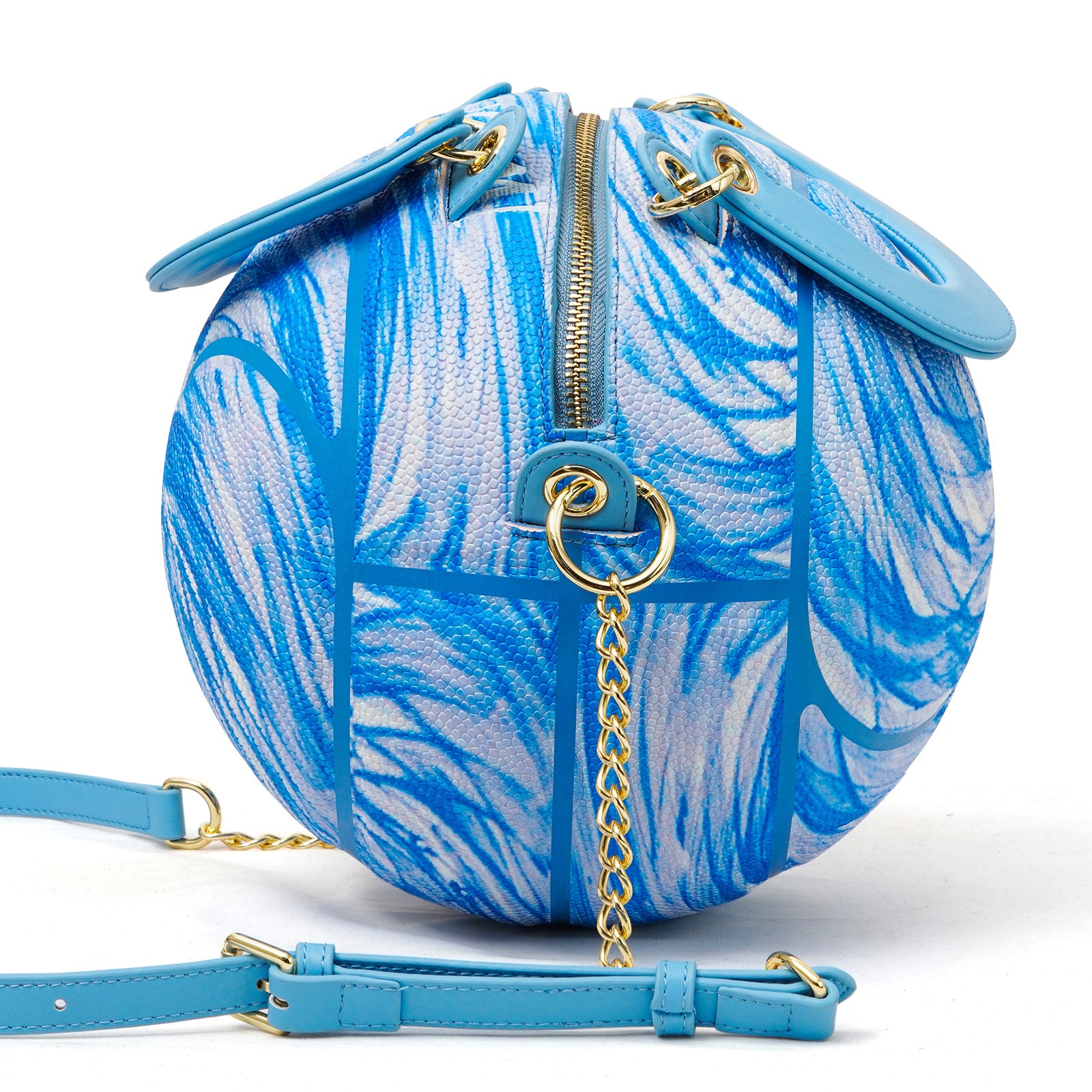 "Blue Swirl Art" Glow-in-the-Dark Size-7 Basketball Bag & Handbag