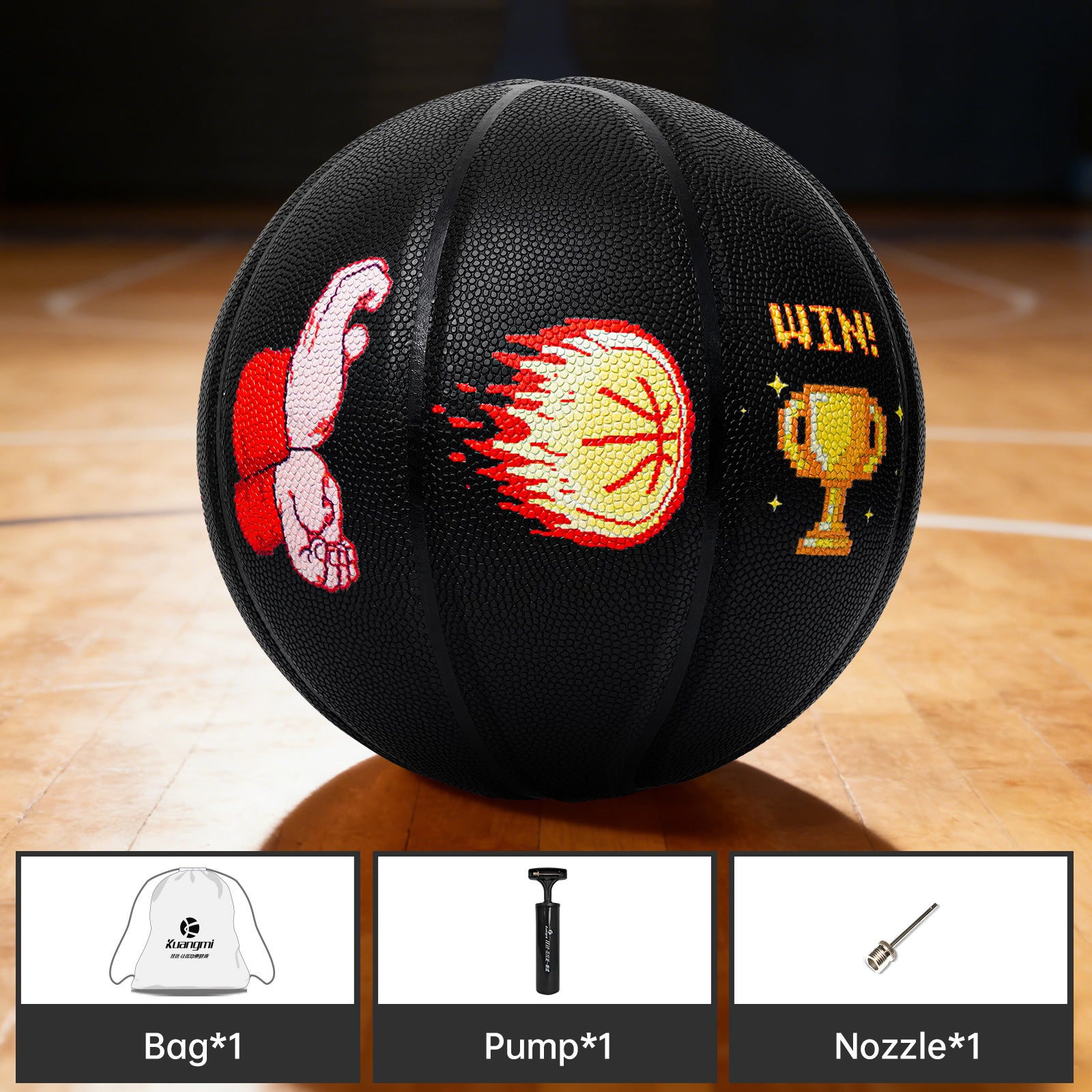 Kuangmi Pixel Champion WIN Basketball Size 7/6/5 Hygroscopic PU