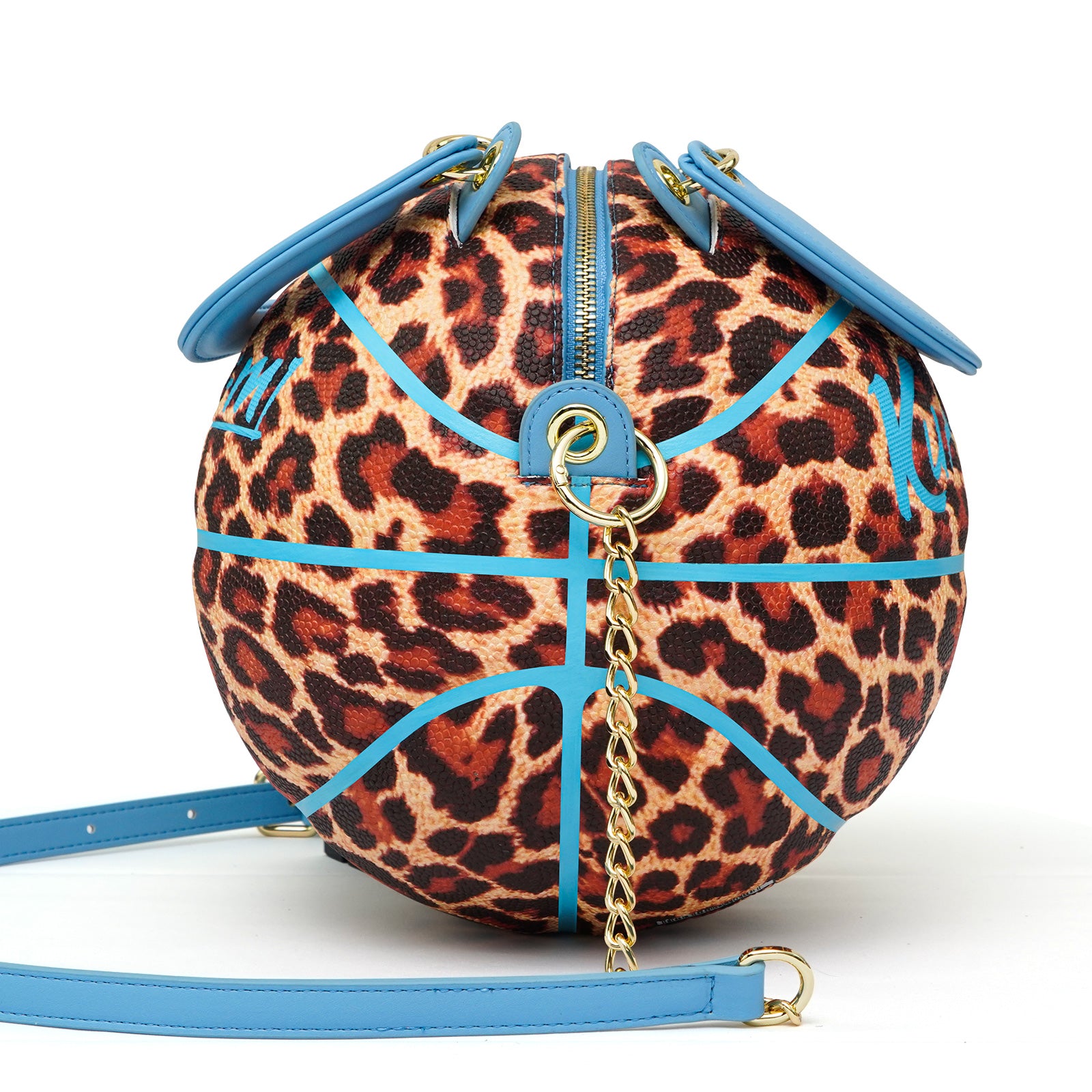 Kuangmi Blue Leopard Print Size 7 Basketball Purse & Handbag, Basketball Bag