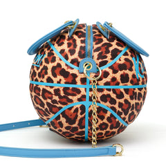 Kuangmi Blue Leopard Print Size 7 Basketball Purse & Handbag, Basketball Bag