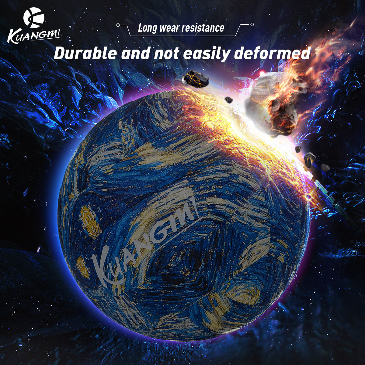 Kuangmi Voleibol Noite Estrelada de Van Gogh, Tamanho 5, Material PU - Para Treino de Homens e Mulheres, Uso em Campo Macio e Duro