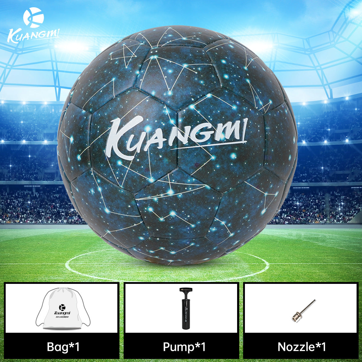 Kuangmi Starfield Luminous Size 5 Football - Premium Luminous PU Material for Nighttime Training and Game Play