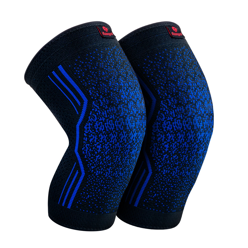 Kuangmi Black & Blue Knitted Knee Brace - Compression Support for Sports & Daily Activities (Sizes M/L/XL)