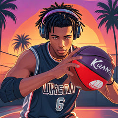 Kuangmi Sunset Basketball, Purple-Red-Brown, Size 7 (29.5"), Hygroscopic PU Leather