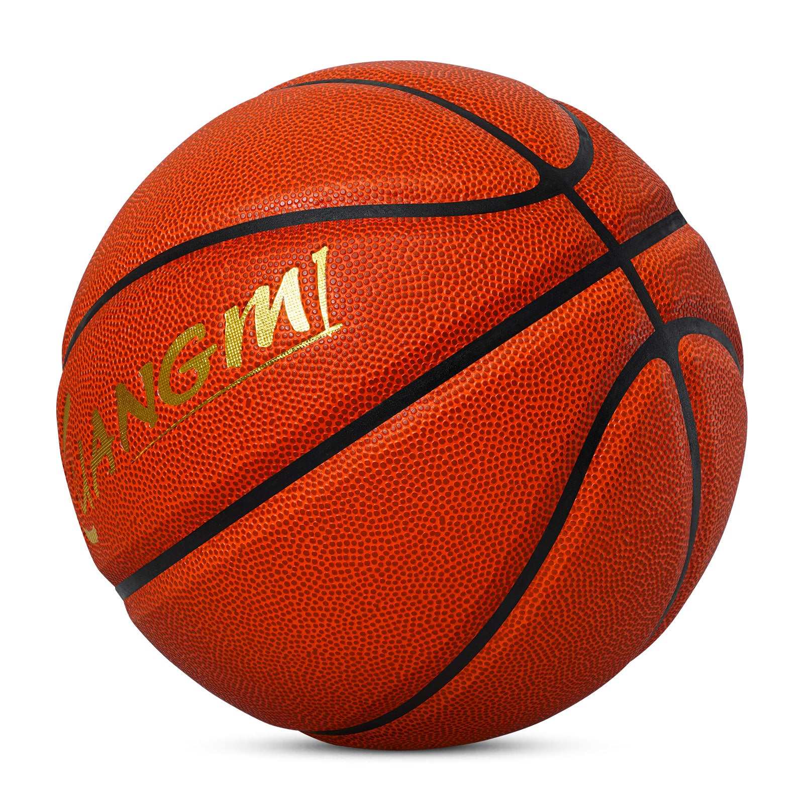 Kuangmi Indoor Official Game Basketball, Size 7 (29.5"), Orange PU with Gold Foil Design