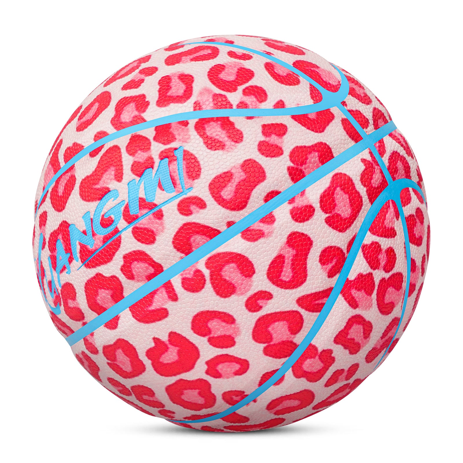 Kuangmi Pink Leopard Print Basketball - Hygroscopic PU Gift Ball (Size 6/7)