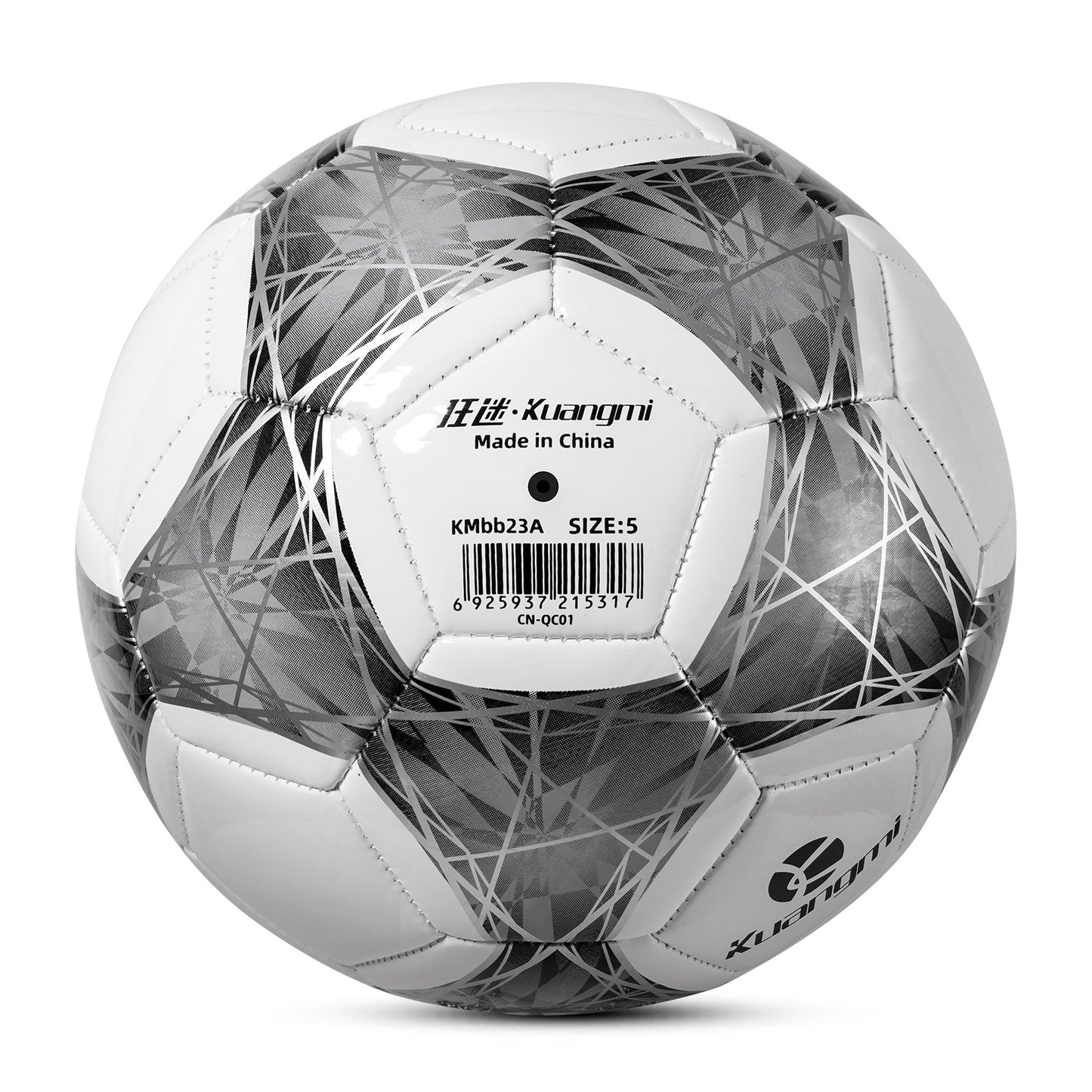 Balón de fútbol geométrico Kuangmi con líneas plateadas - Talla 5