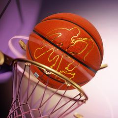 Kuangmi Indoor Official Game Basketball, Size 7 (29.5"), Orange PU with Gold Foil Design