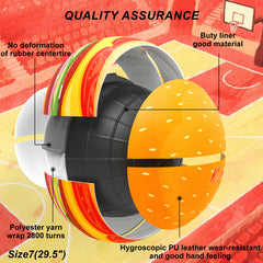 Balón de baloncesto Kuangmi Hamburger, talla 7 (29,5"), piel sintética higroscópica
