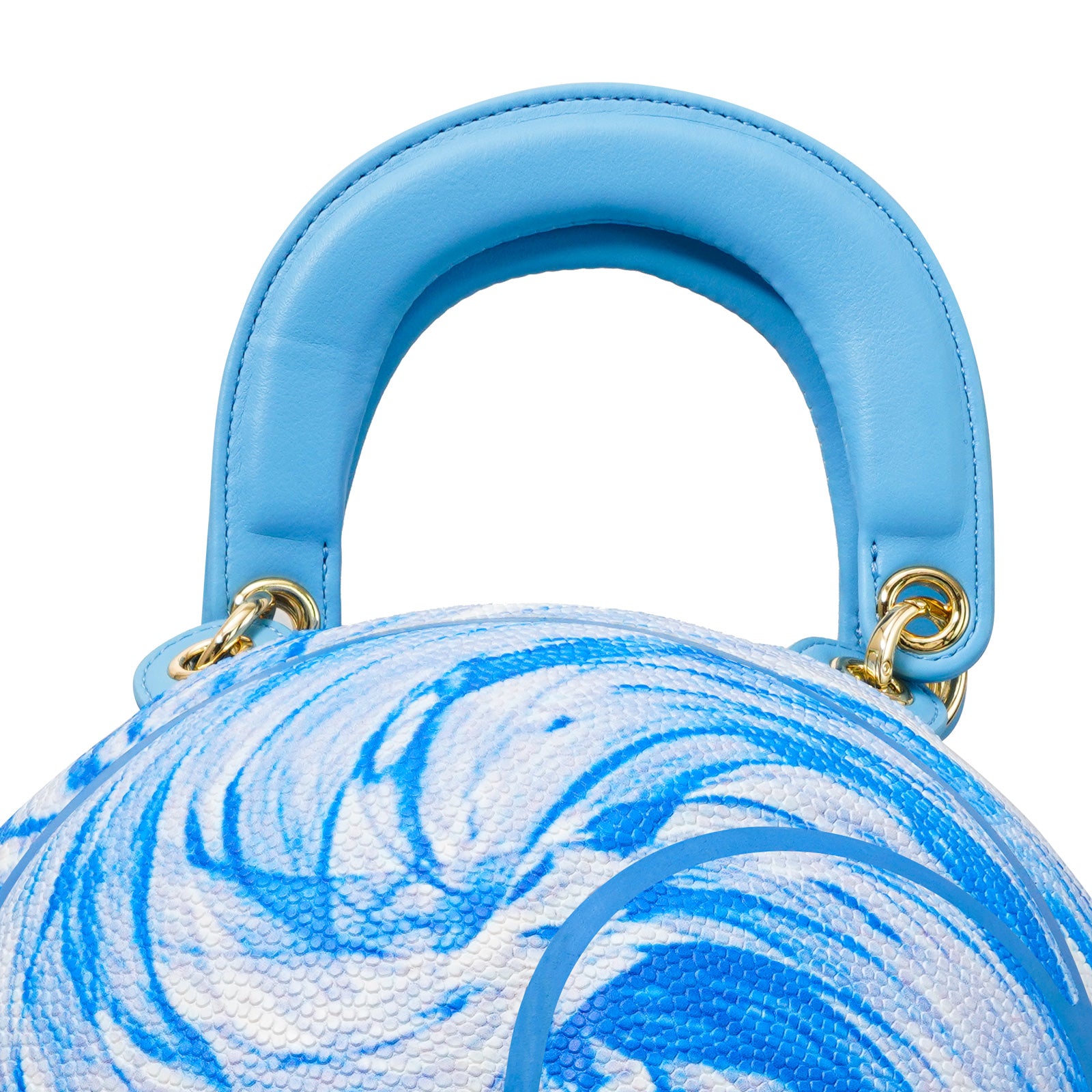"Blue Swirl Art" Glow-in-the-Dark Size-7 Basketball Bag & Handbag