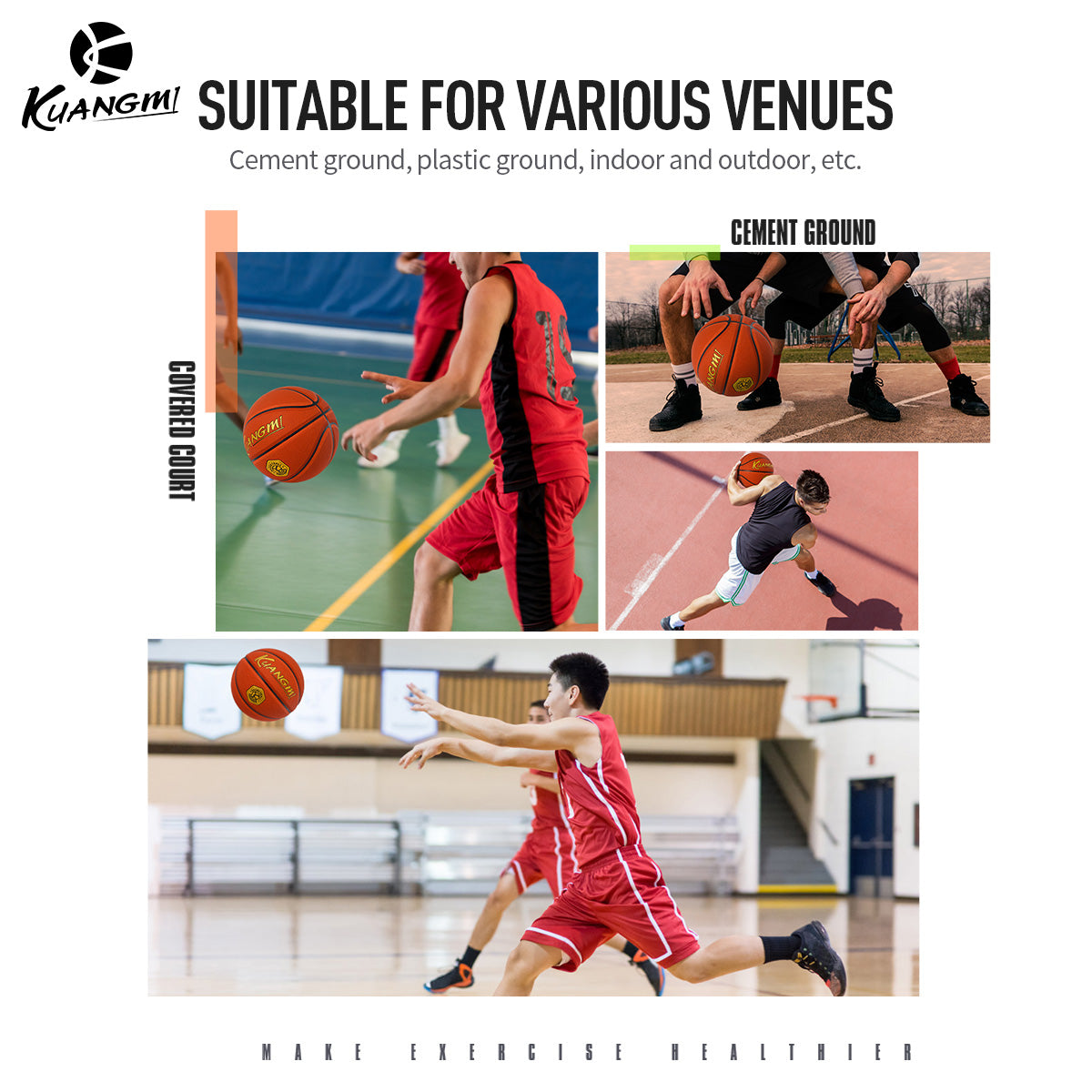 Kuangmi Batalha Energia Basquetebol Profissional - Tamanho 7 (29.5"), Excelência em Campo Interior