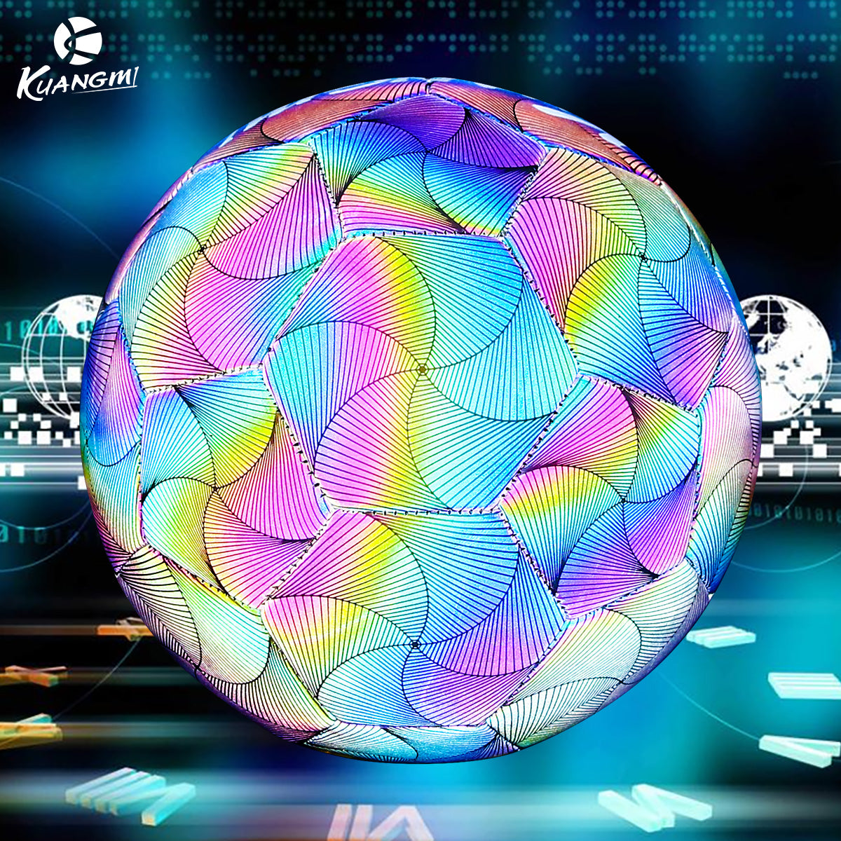 Kuangmi Reflective Size 5 Football - Featuring Reflective PU Material for Training and Game Use