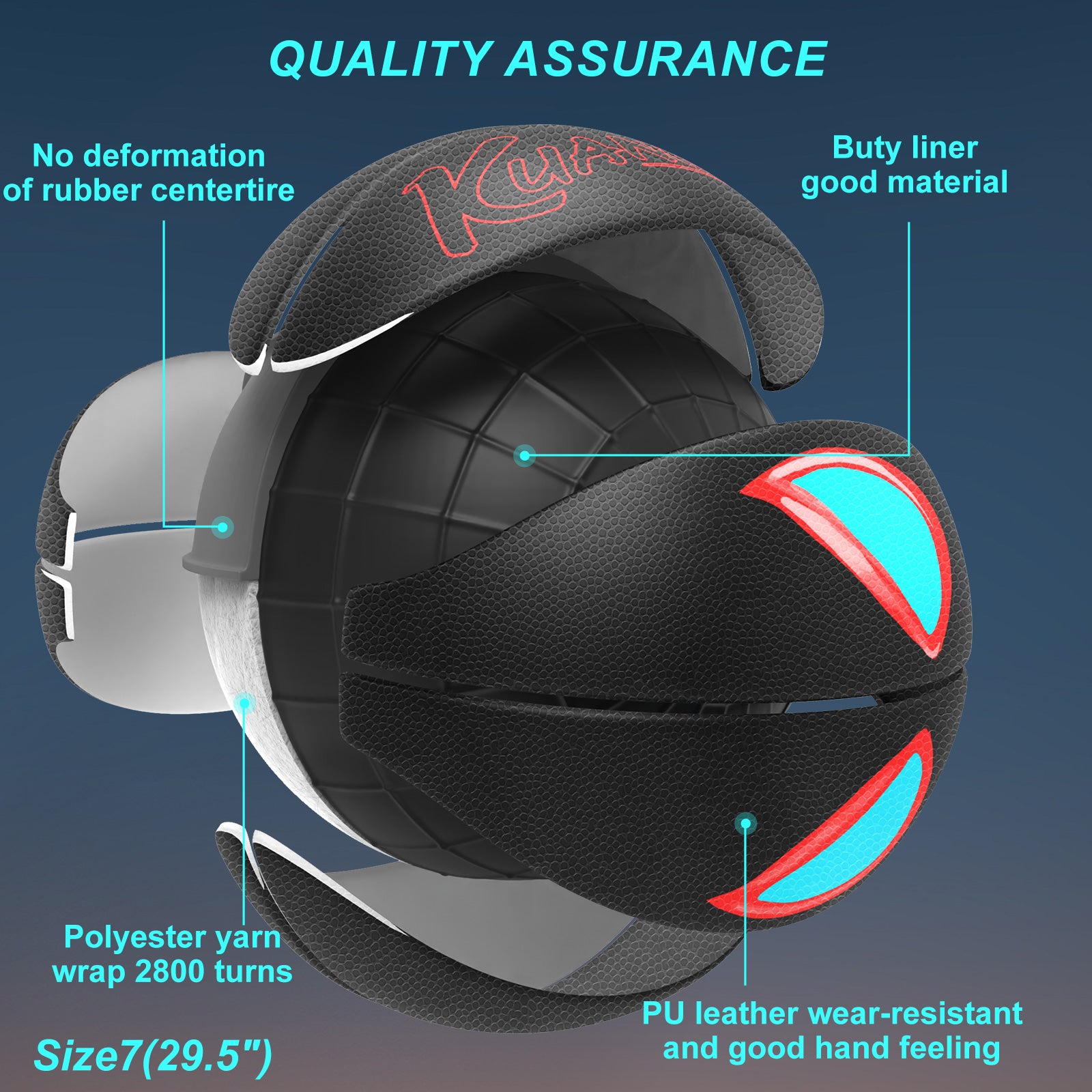 Kuangmi Spider-Eye Glow-in-the-Dark Basketball, Sizes 5/6/7, Hygroscopic PU