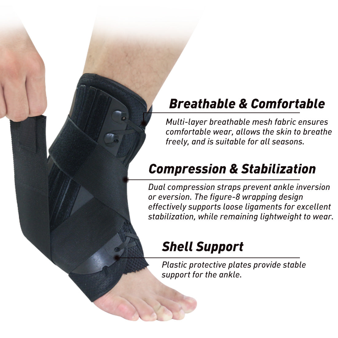 Kuangmi Lace Up Stabilizing Sports Ankle Brace S M L XL