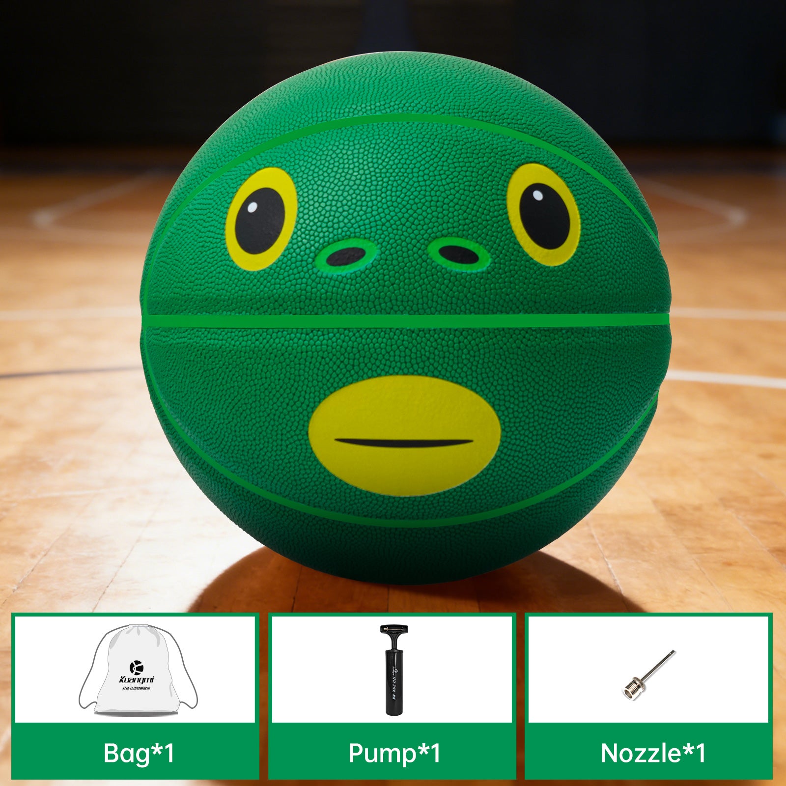 Kuangmi Funny Green Fish Basketball Size 7/6/5 Hygroscopic PU
