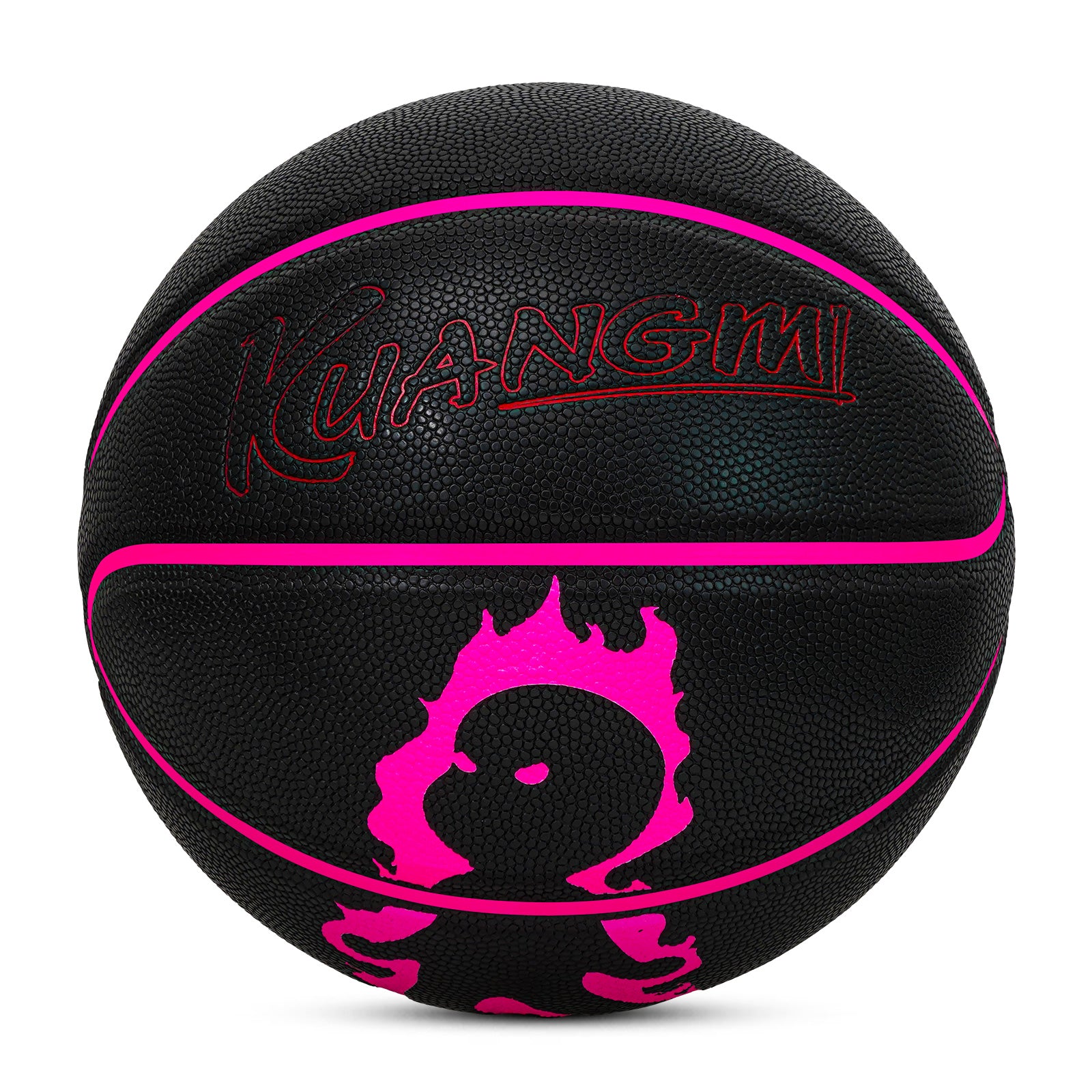 Luminous Fire Figure Basketball, Magenta & Yellow Luminous, Size 7 (29.5"), with Luminous Coating & Hygroscopic PU Leather