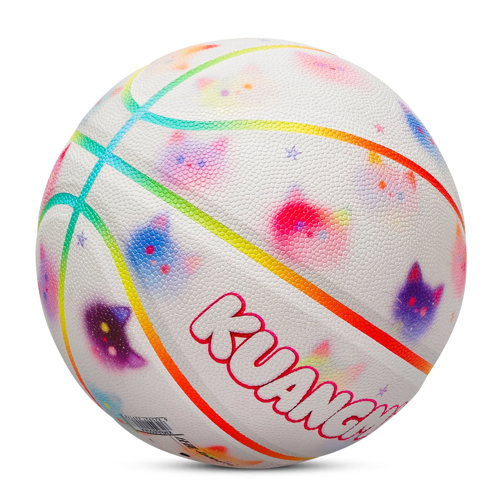 Kuangmi Cute Cat Print Basketball - Hygroscopic PU with Advanced Channel Leather Technology (Size 7/6/5)