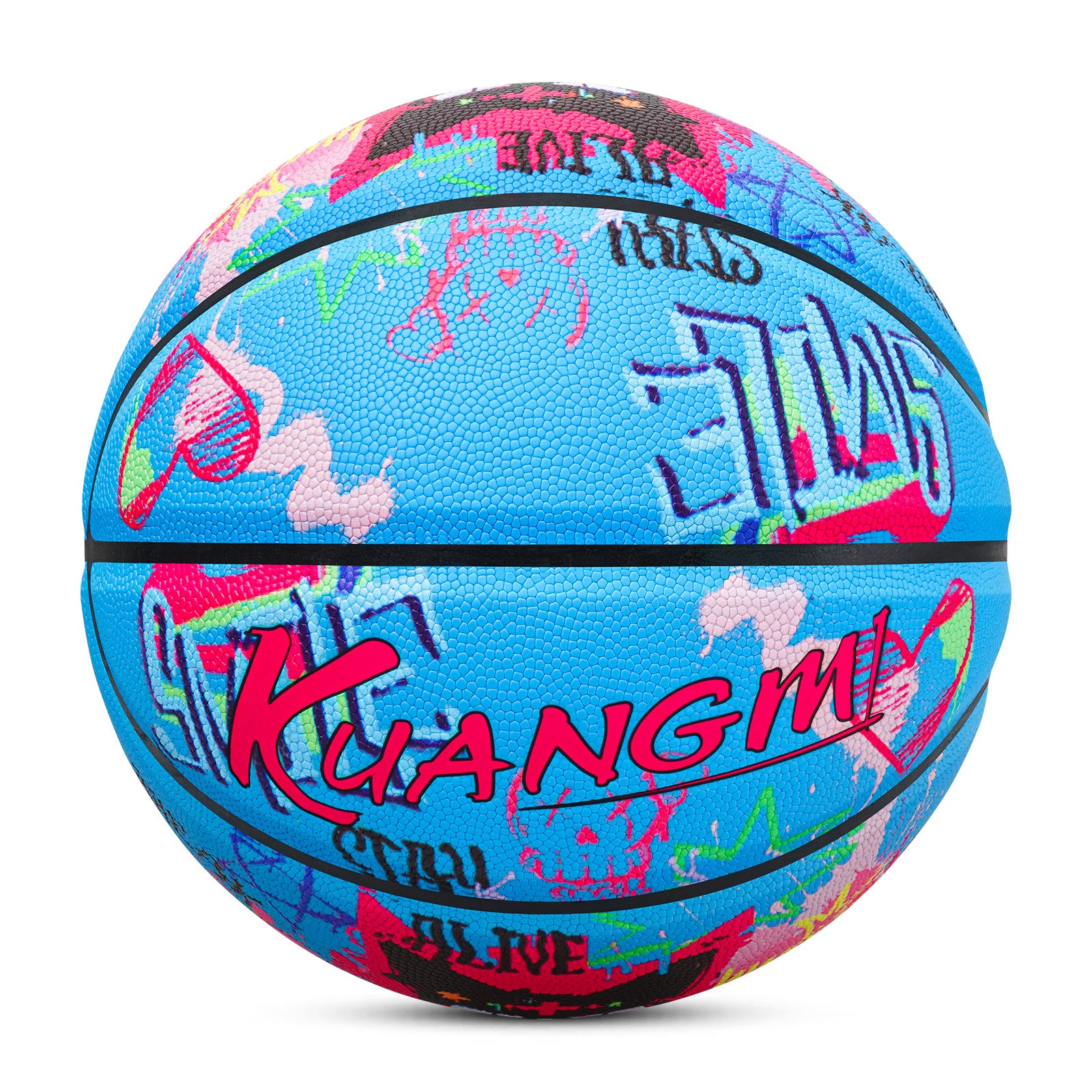 Kuangmi Graffiti Black Cat Basketball Gift, Size 7 (29.5"), Hygroscopic PU for Indoor Outdoor Play