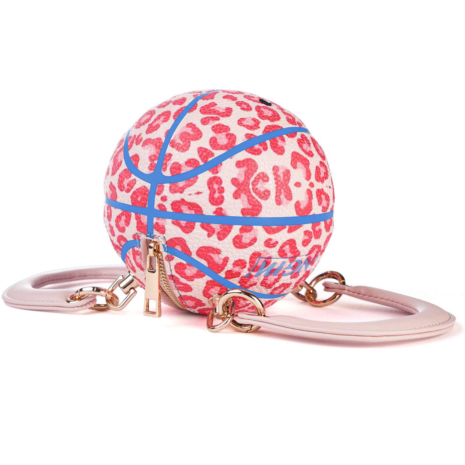 Kuangmi Mini Basketball Bag & Handbag - Pink Leopard Print