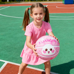 Kuangmi Pink Bunny Rubber Kids Basketball Gift, Size 5 (27.5"), Indoor Outdoor Play