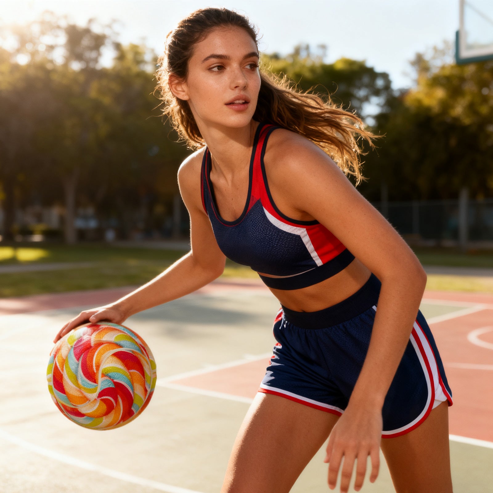 Kuangmi Lollipop Basketball Gift, Size 7 (29.5"), PU Leather for Indoor Outdoor Play