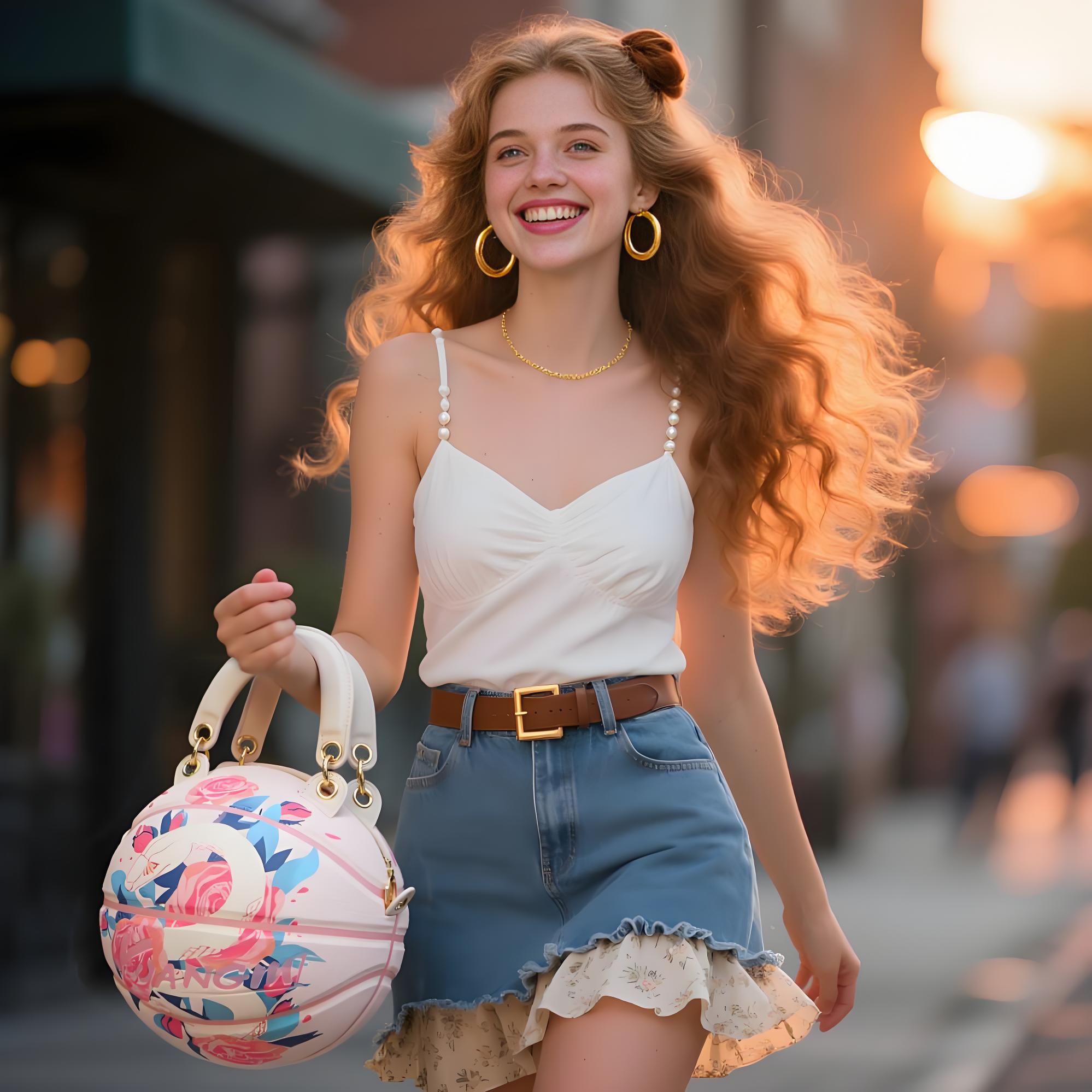 “White Snake & Rose”Size-6 Basketball Bag & Handbag