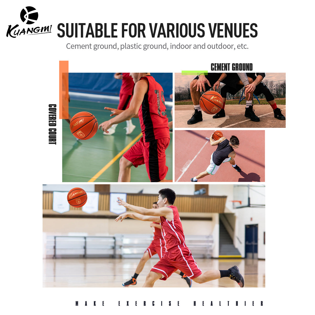 Kuangmi Professional Competition Basketball - Size 7 (29.5"), Ideal for Indoor Courts