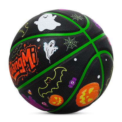 Kuangmi 2025 Halloween Themed Basketball Size 7 (29.5") - PU Material, Indoor & Outdoor Use, Perfect for Holiday Community Games & Decor