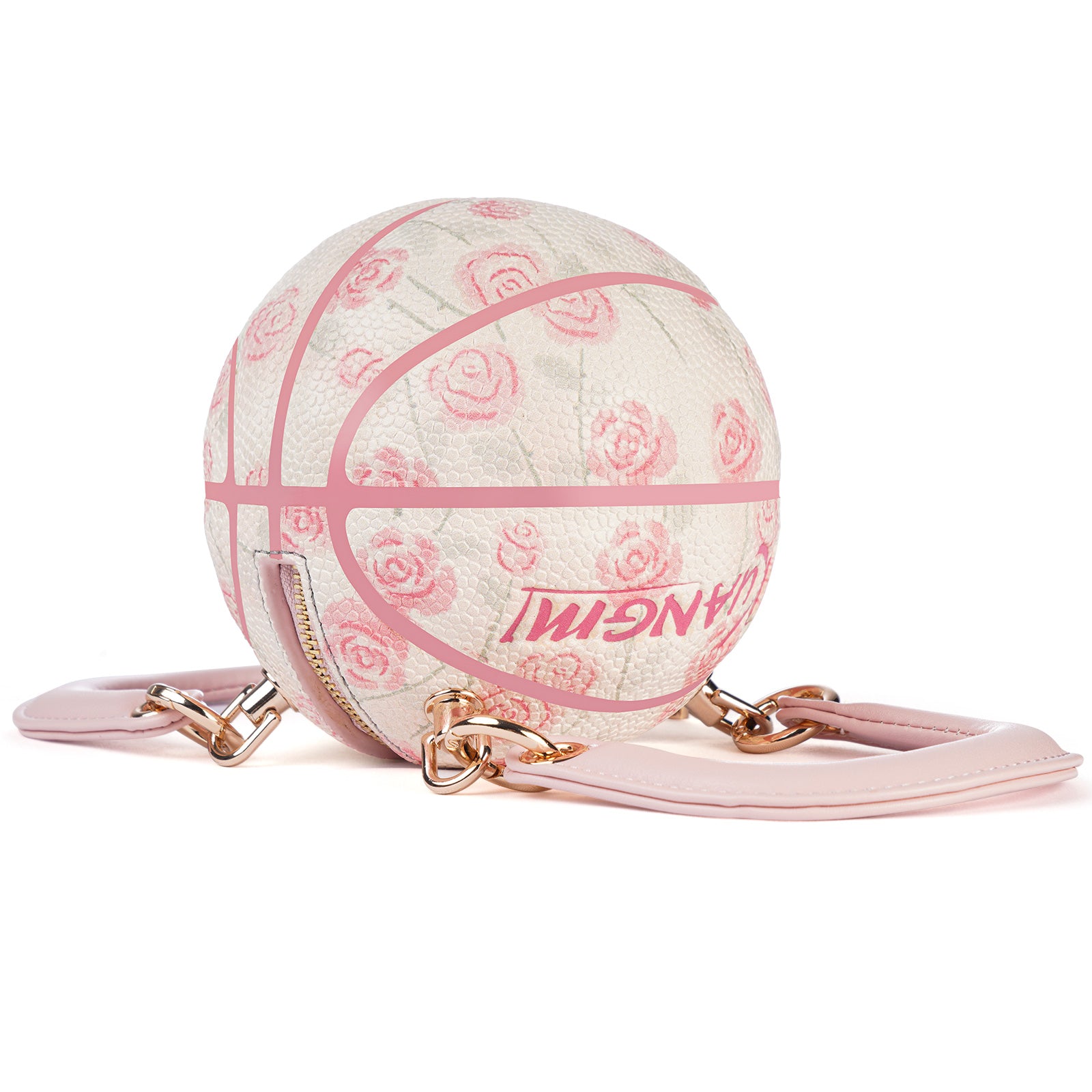 Kuangmi Mini Basketball Bag & Handbag - Pink Rose Print