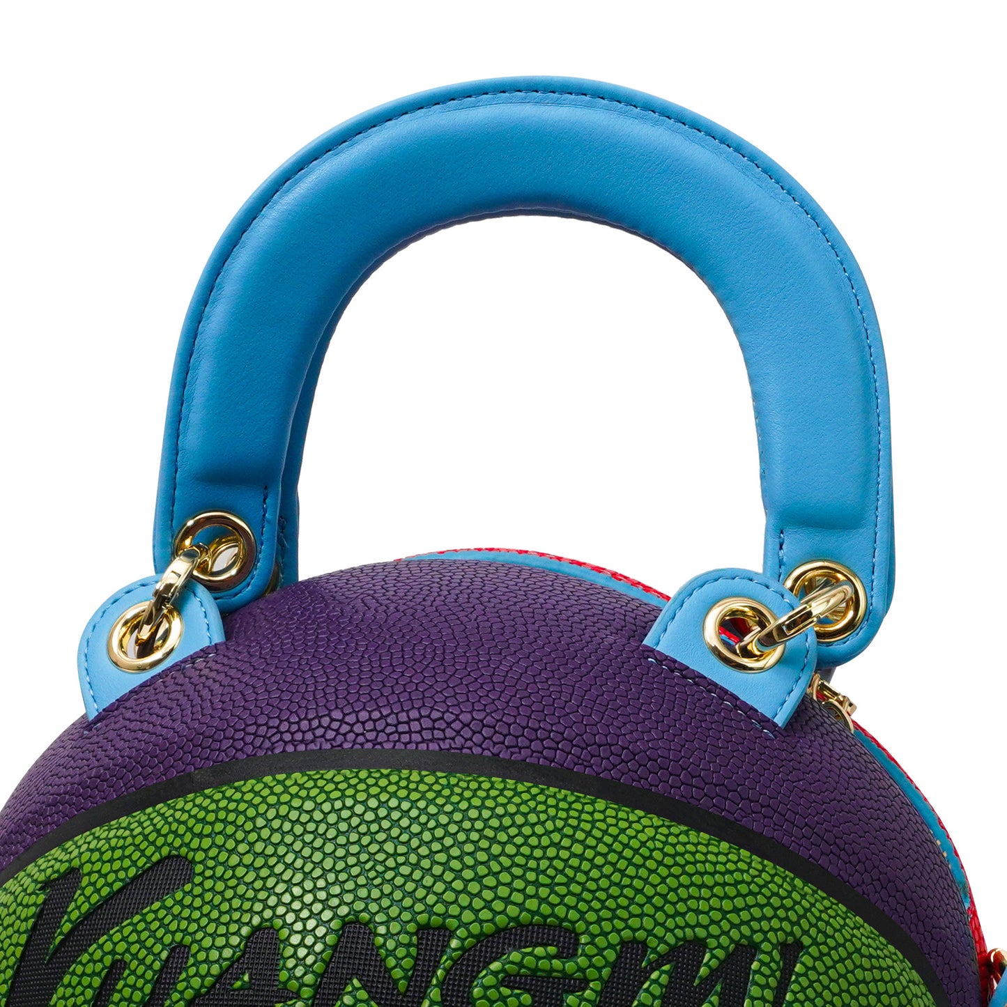 Kuangmi PU Classic 8 - Color Block 7# Basketball Crossbody Bag w/ Adjustable Strap