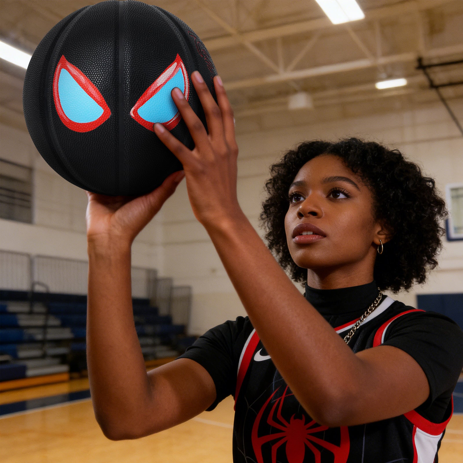 Kuangmi Spider-Eye Glow-in-the-Dark Basketball, Sizes 5/6/7, Hygroscopic PU